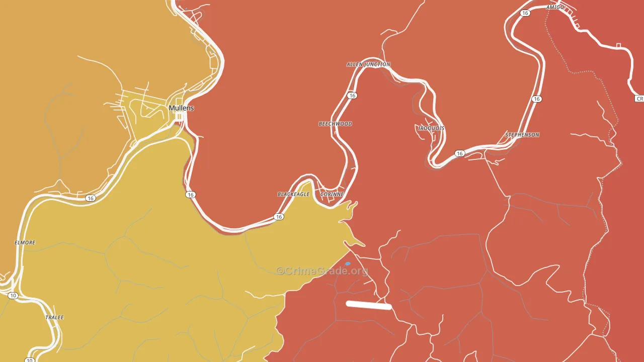 Corinne, WV Map of Assault Rates