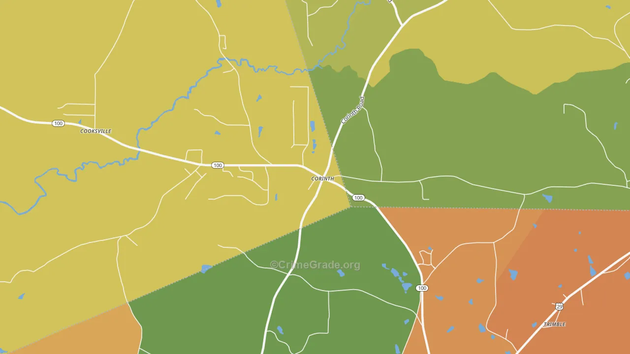 Corinth, GA Map of Assault Rates