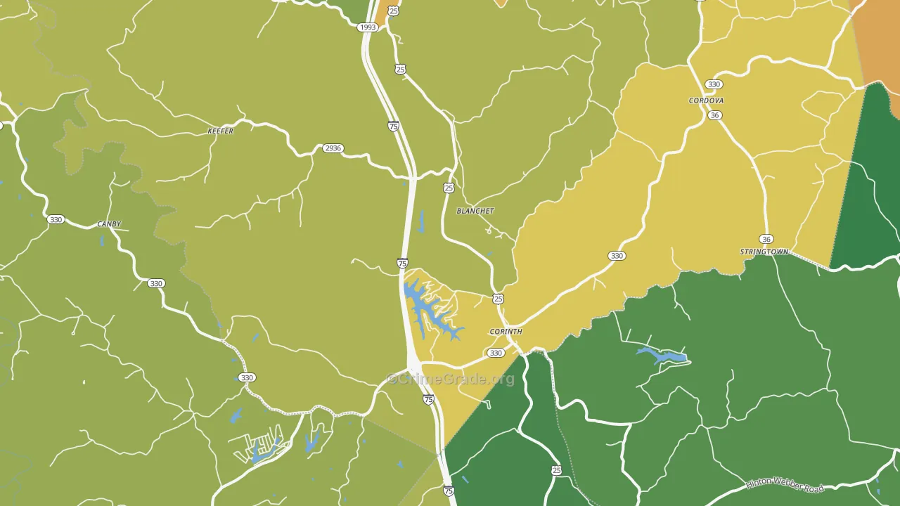 Corinth, KY Map of Assault Rates