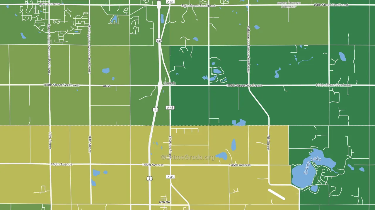 Corinth, MI Map of Assault Rates