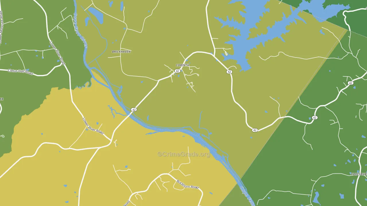 Corinth, NC Map of Assault Rates