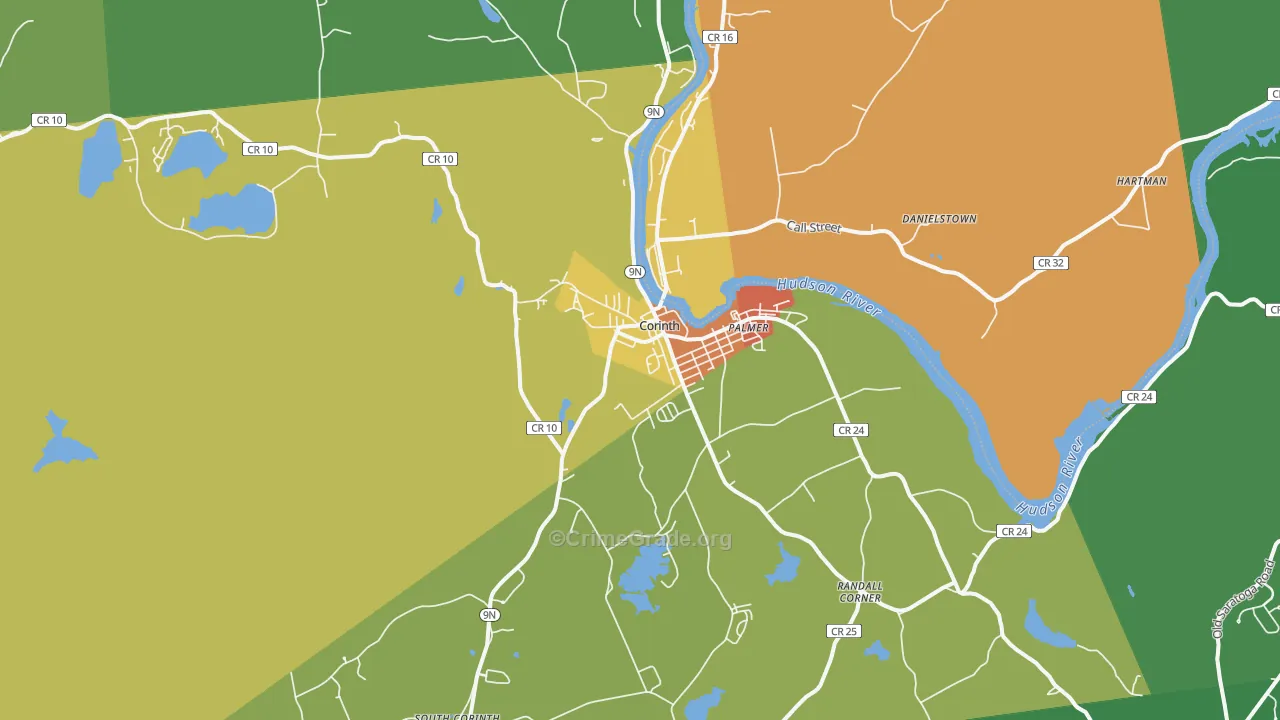 Corinth, NY Map of Assault Rates