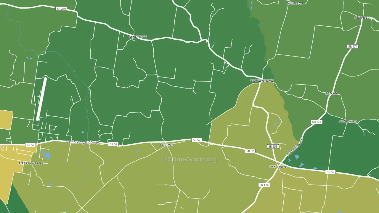 Corinth, TN Map of Assault Rates