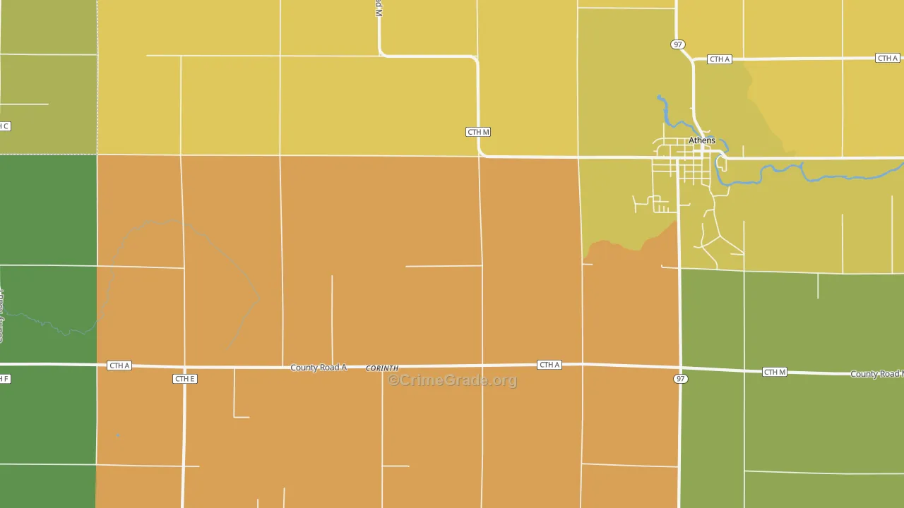 Corinth, WI Map of Assault Rates