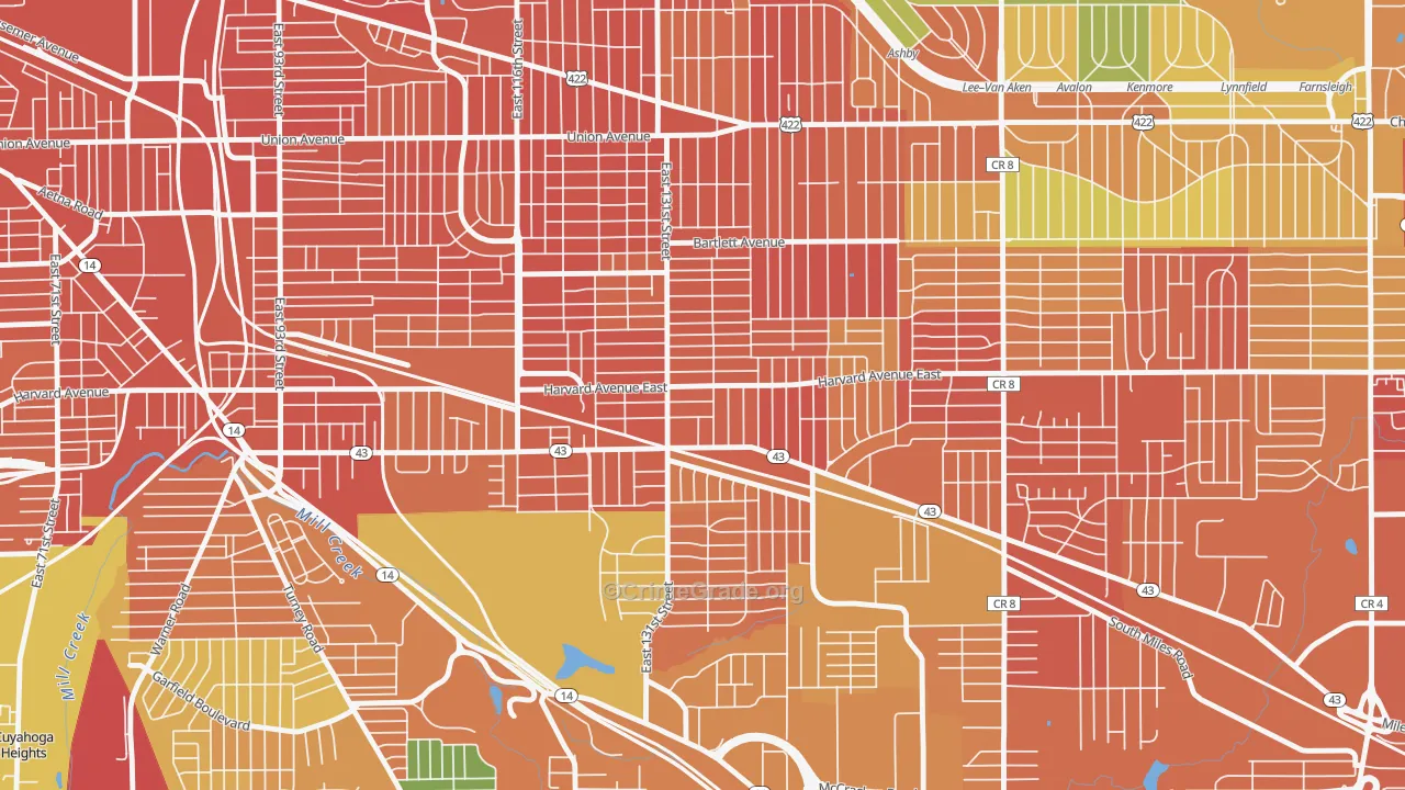 Corlett, Cleveland, OH Map of Assault Rates