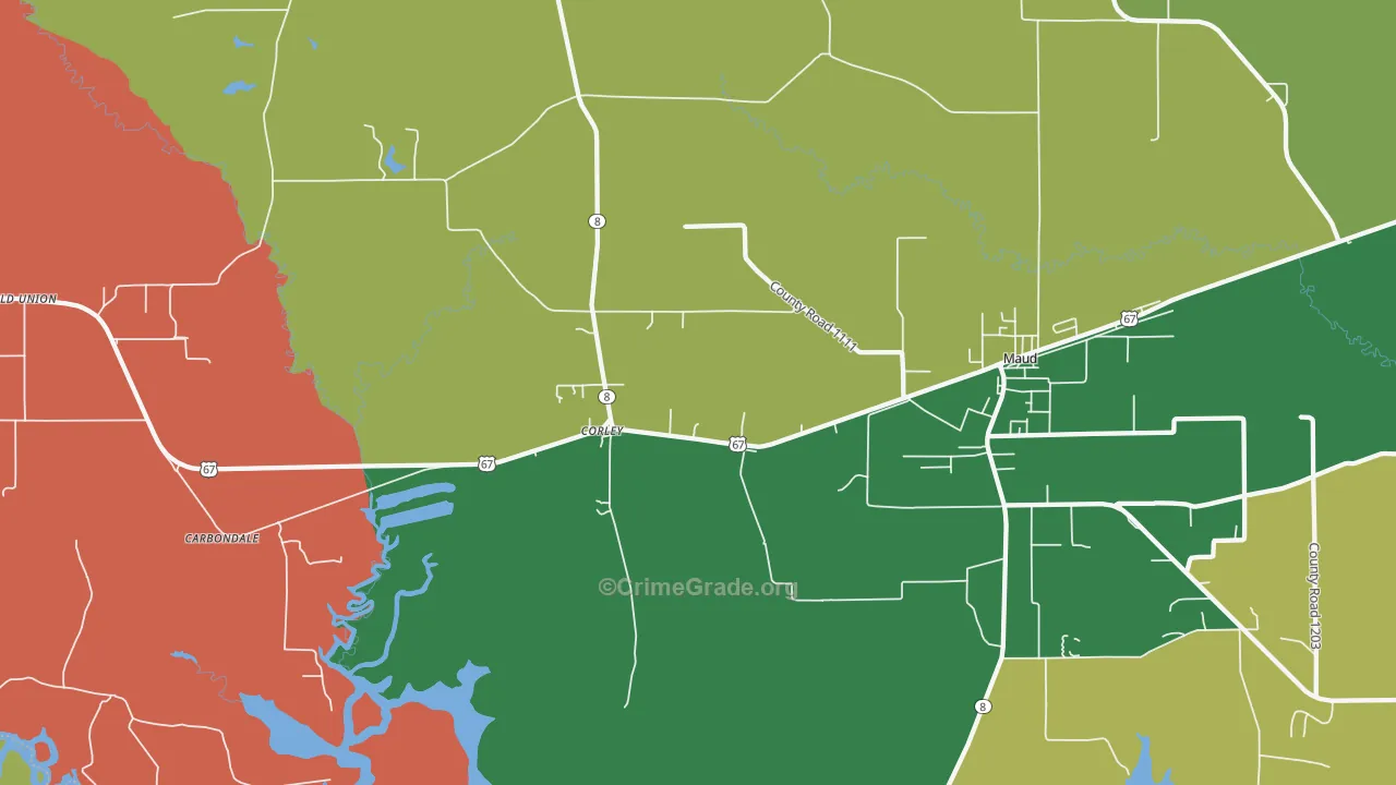 Corley, TX Map of Assault Rates
