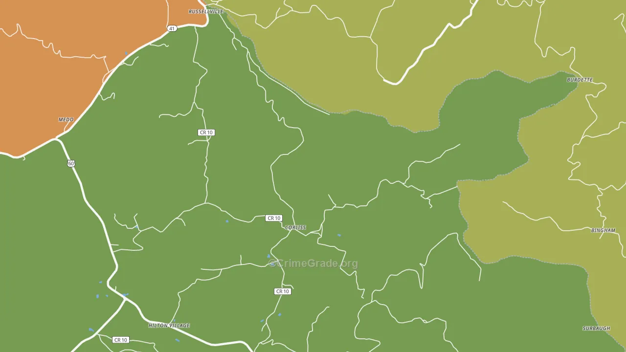 Corliss, WV Map of Assault Rates