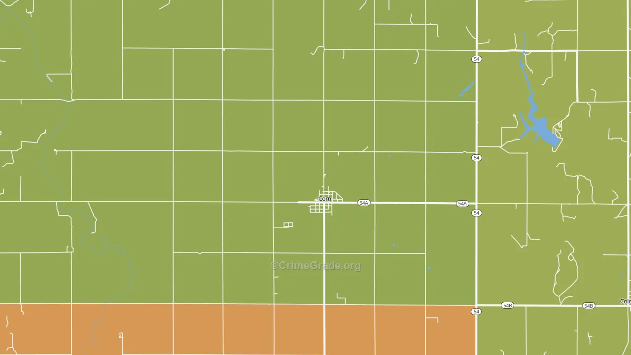 Corn, OK Map of Assault Rates