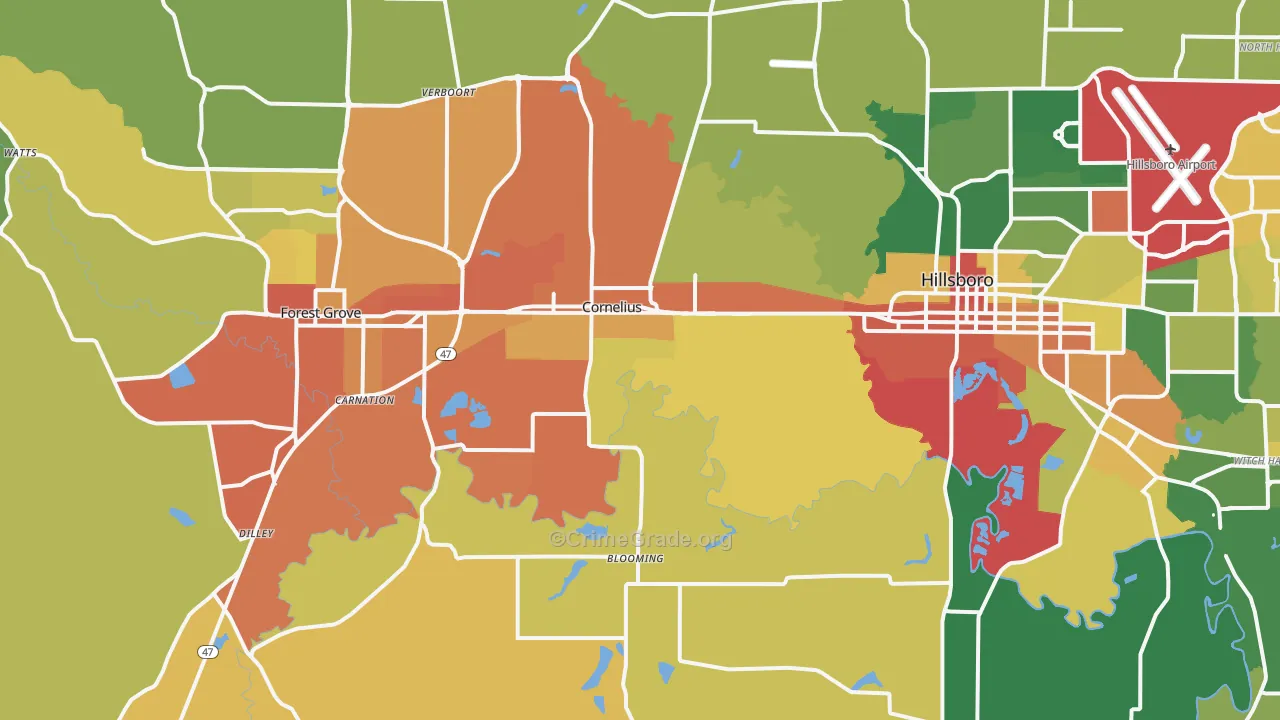 Cornelius, OR Map of Assault Rates