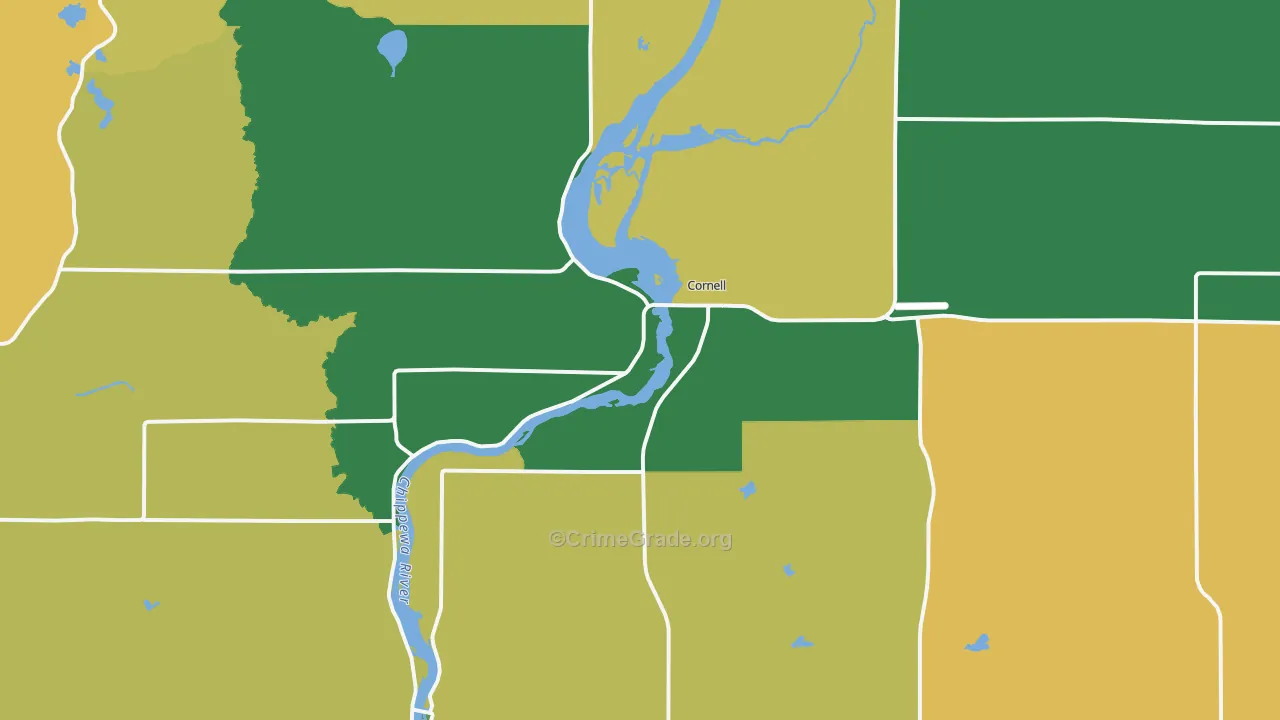 Cornell, WI Map of Assault Rates