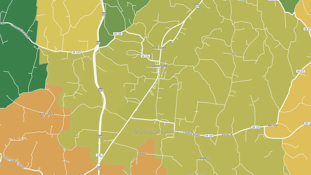 Cornersville, TN Map of Assault Rates