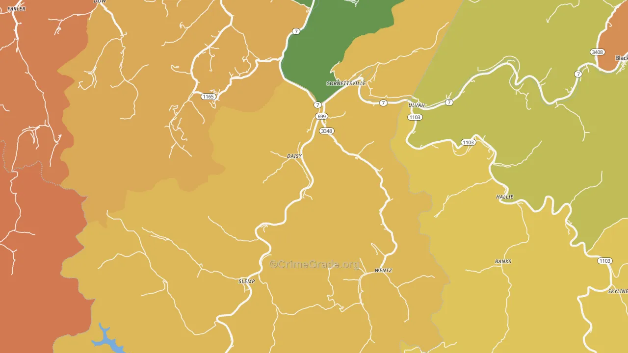 Cornettsville, KY Map of Assault Rates
