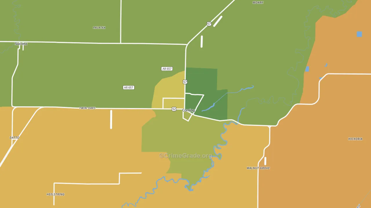 Corning, AR Map of Assault Rates