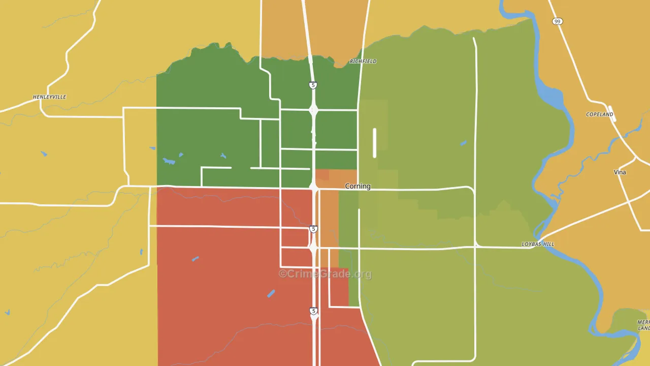 Corning, CA Map of Assault Rates