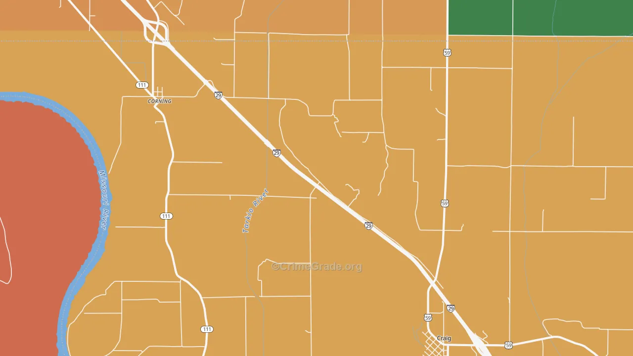Corning, MO Map of Assault Rates