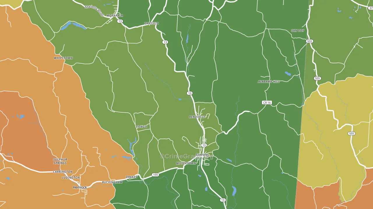 Corning, OH Map of Assault Rates