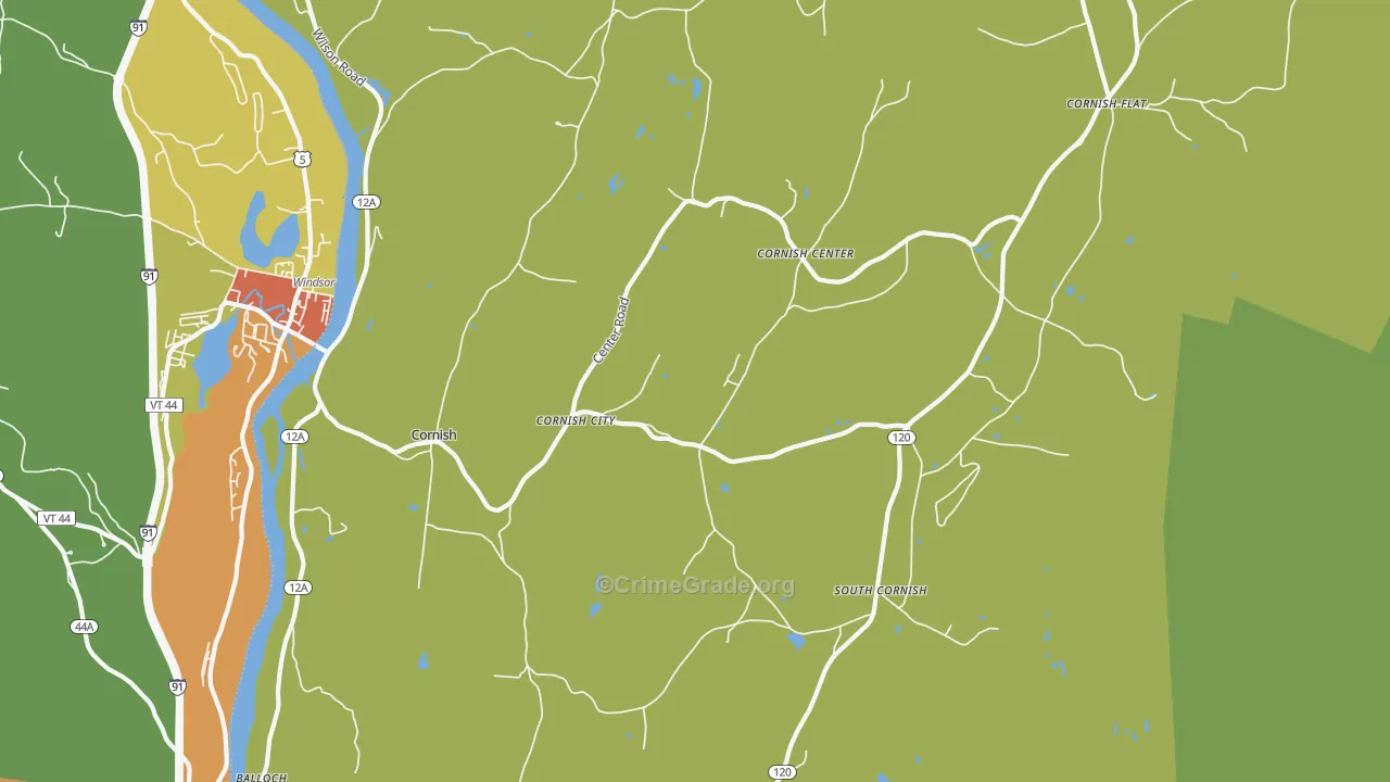 Cornish, NH Map of Assault Rates