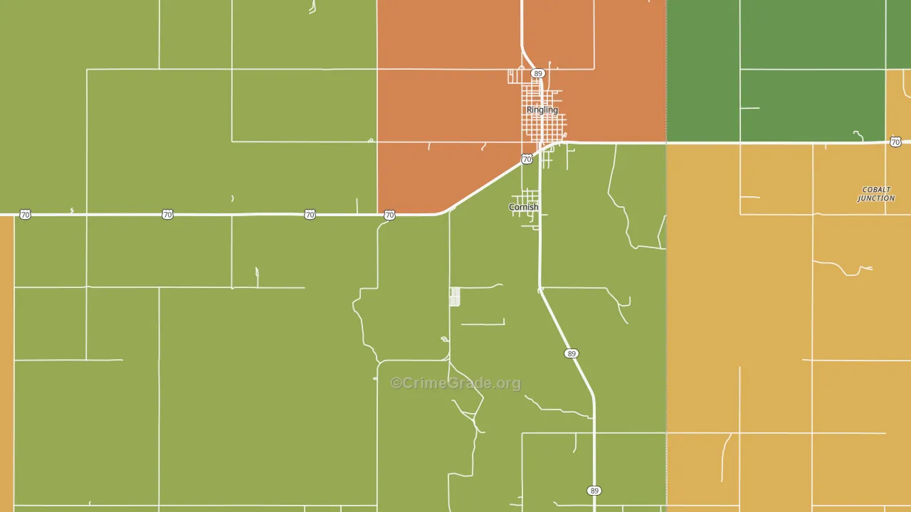 Cornish, OK Map of Assault Rates