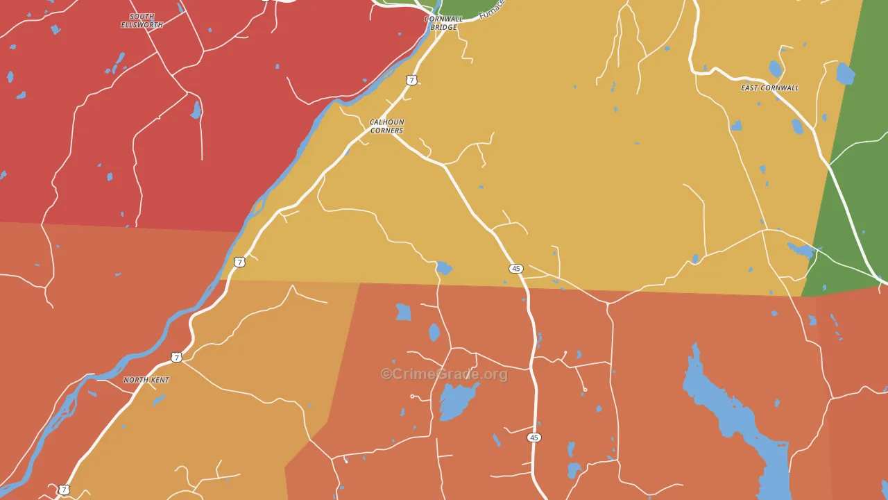 Cornwall Bridge, CT Map of Assault Rates