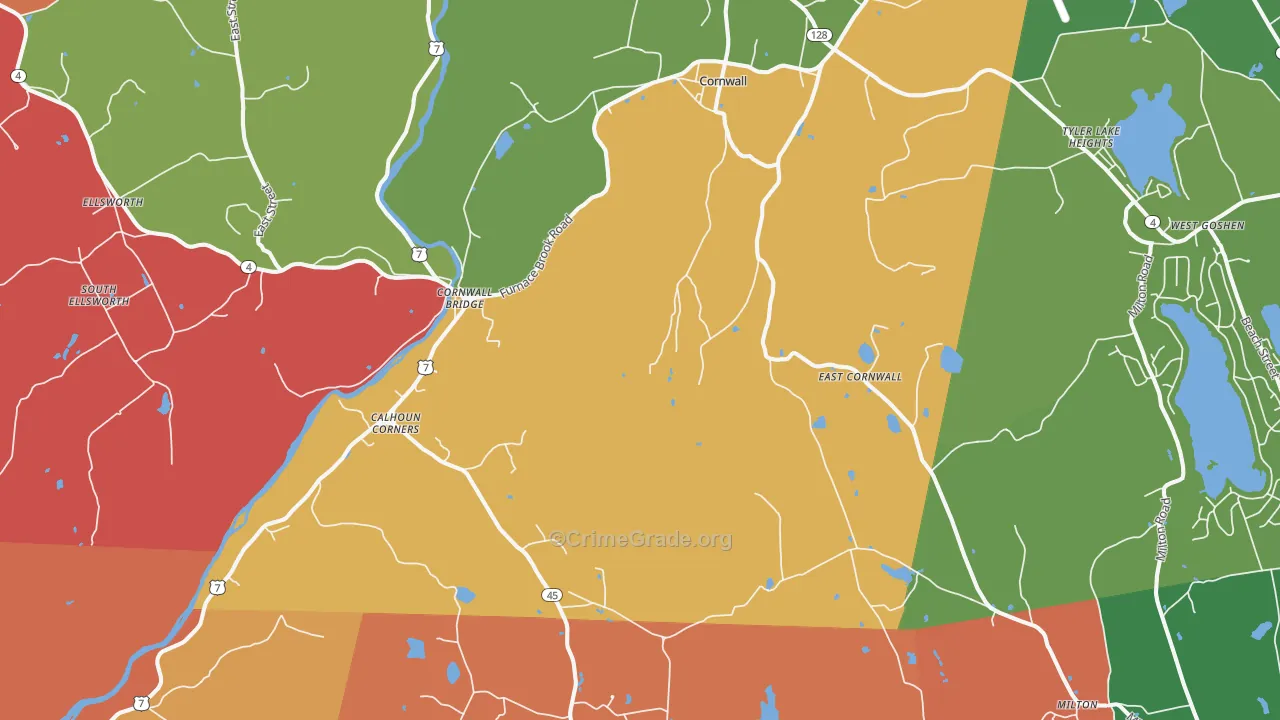 Cornwall, CT Map of Assault Rates