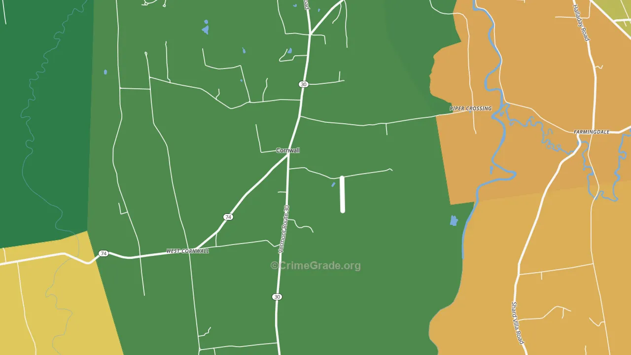 Cornwall, VT Map of Assault Rates