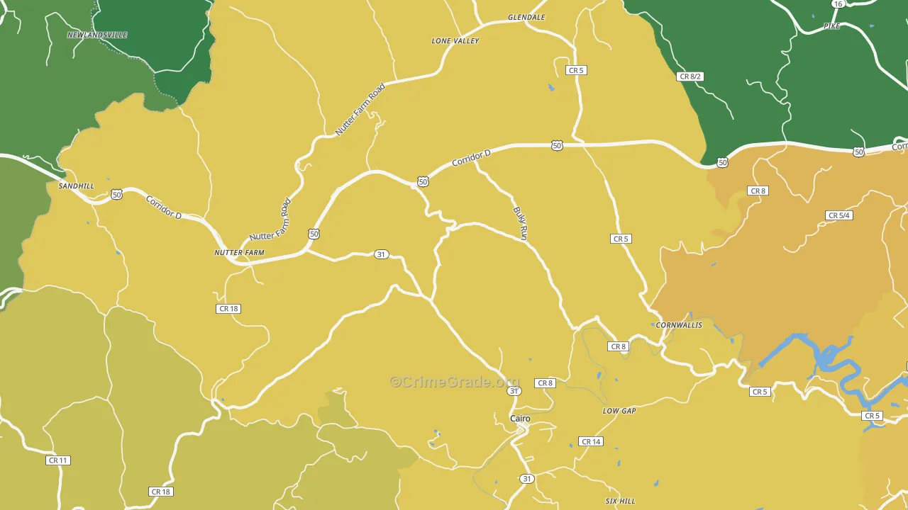 Cornwallis, WV Map of Assault Rates