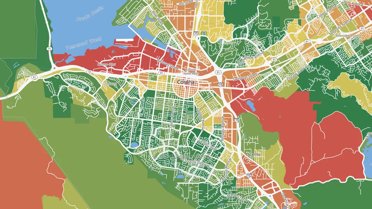 Corona, CA Map of Assault Rates