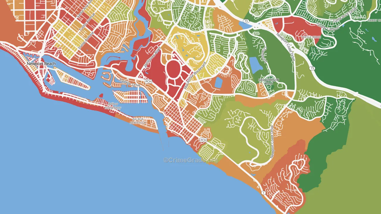 Corona Del Mar, CA Map of Assault Rates