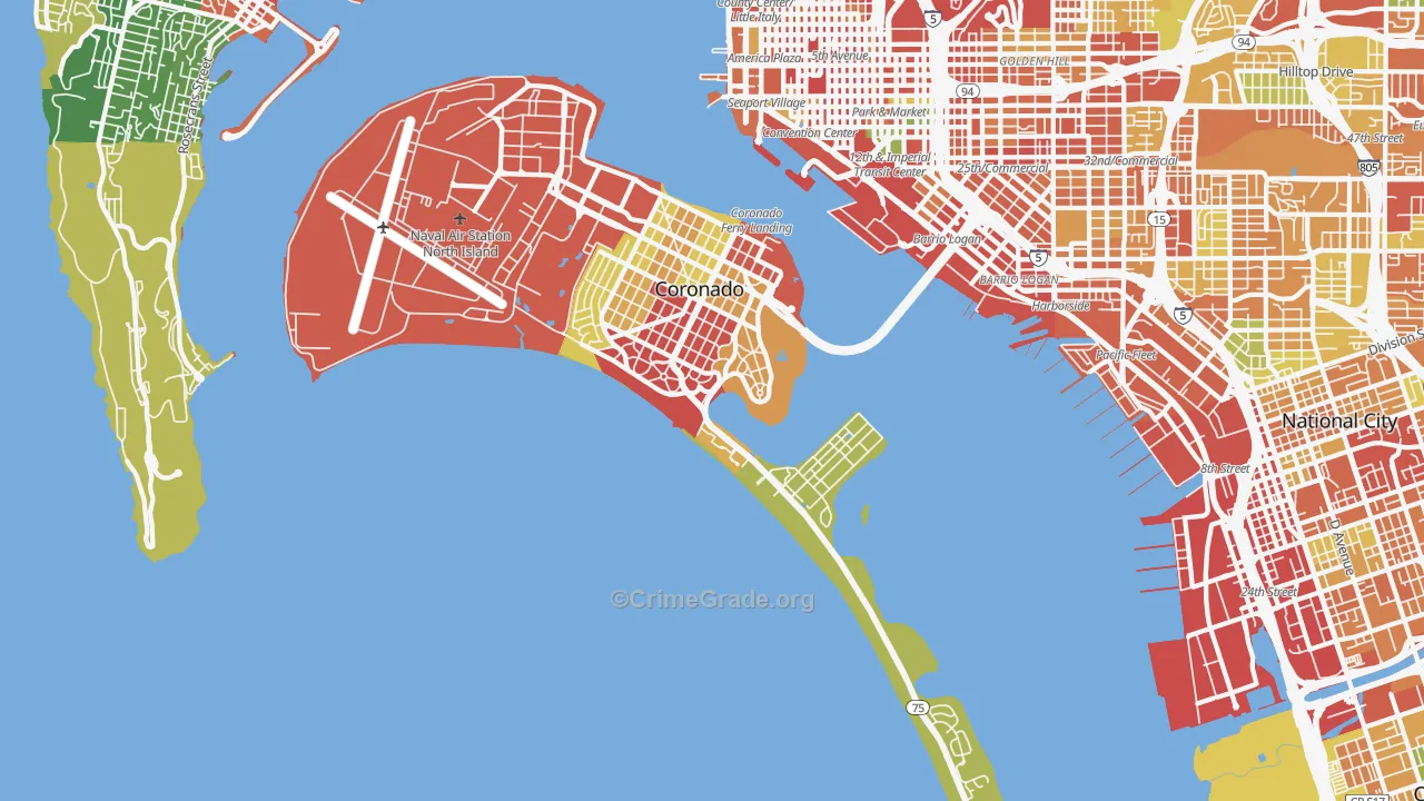 Coronado, CA Map of Assault Rates