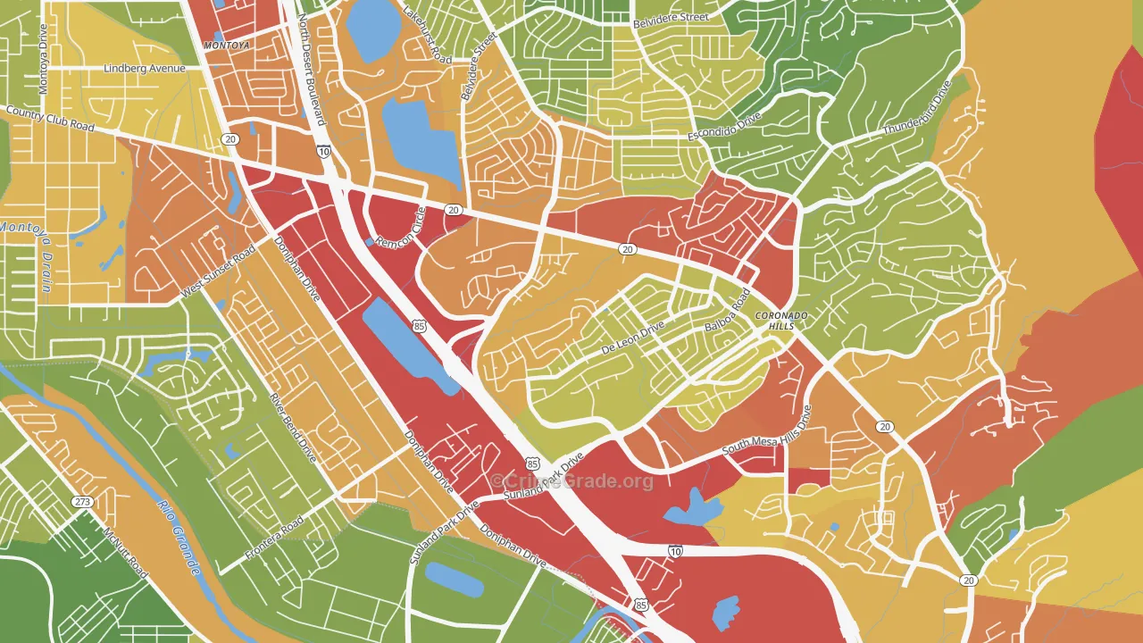 Coronado, El Paso, TX Map of Assault Rates