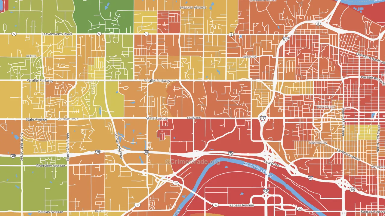 Coronado, Kansas City, KS Map of Assault Rates