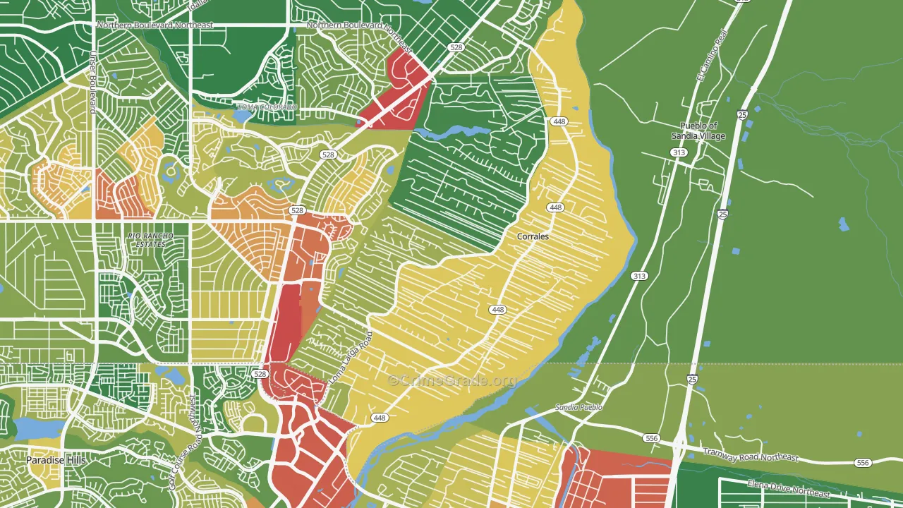 Corrales, NM Map of Assault Rates