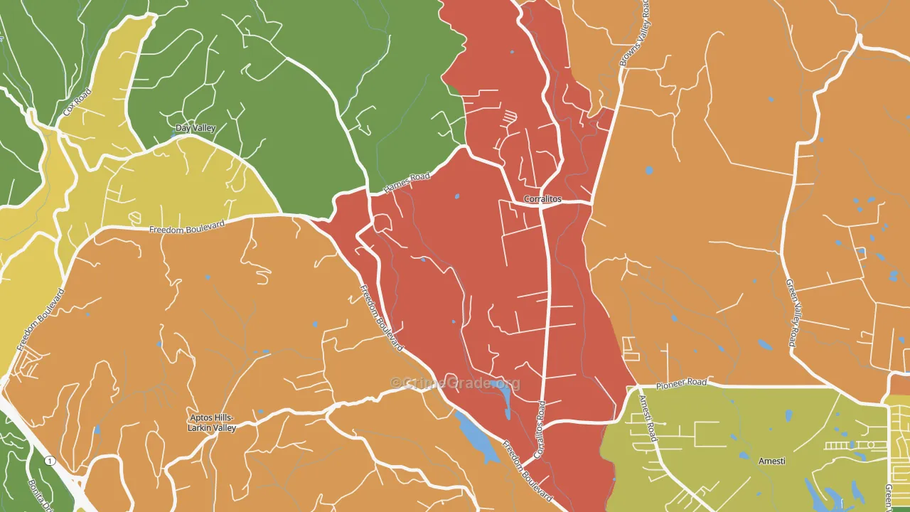 Corralitos, CA Map of Assault Rates