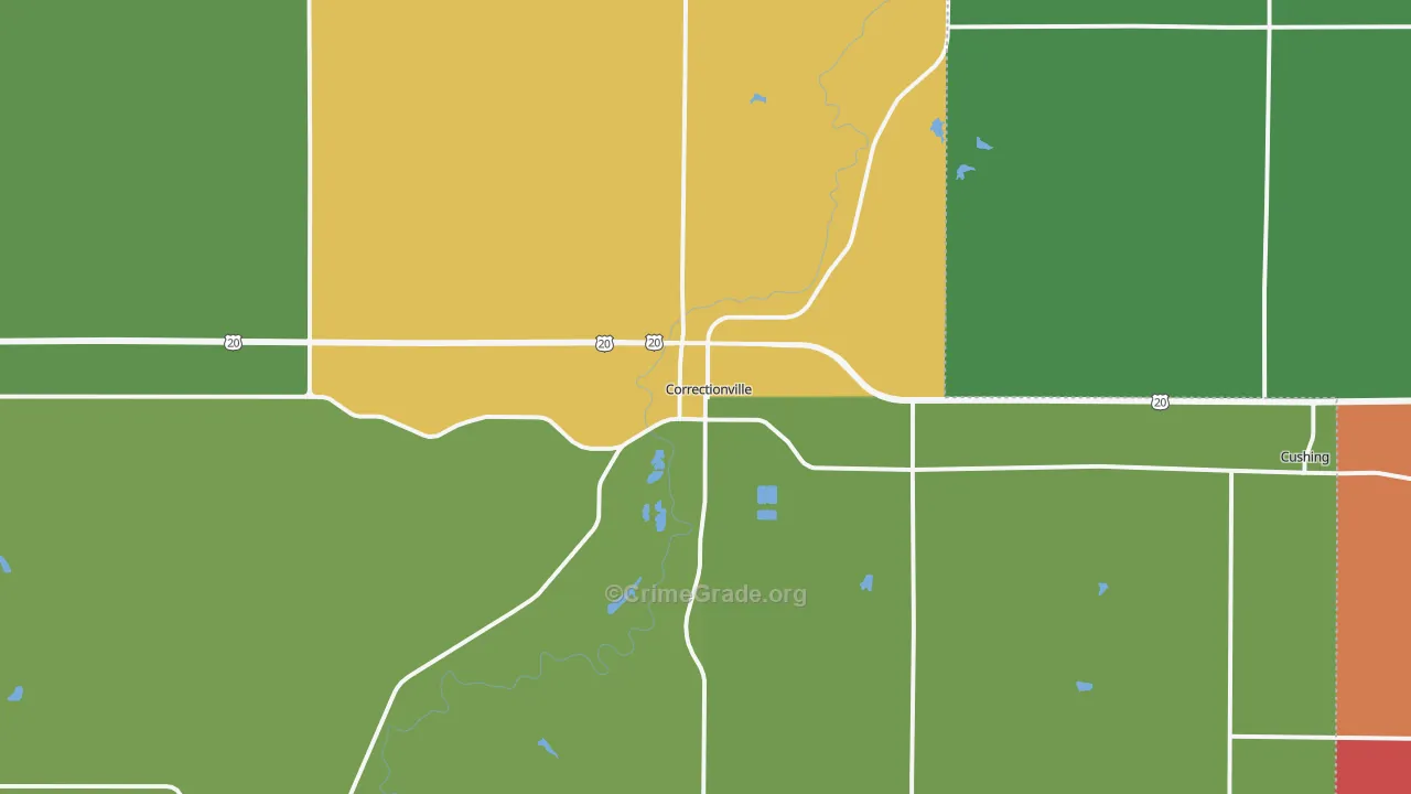 Correctionville, IA Map of Assault Rates