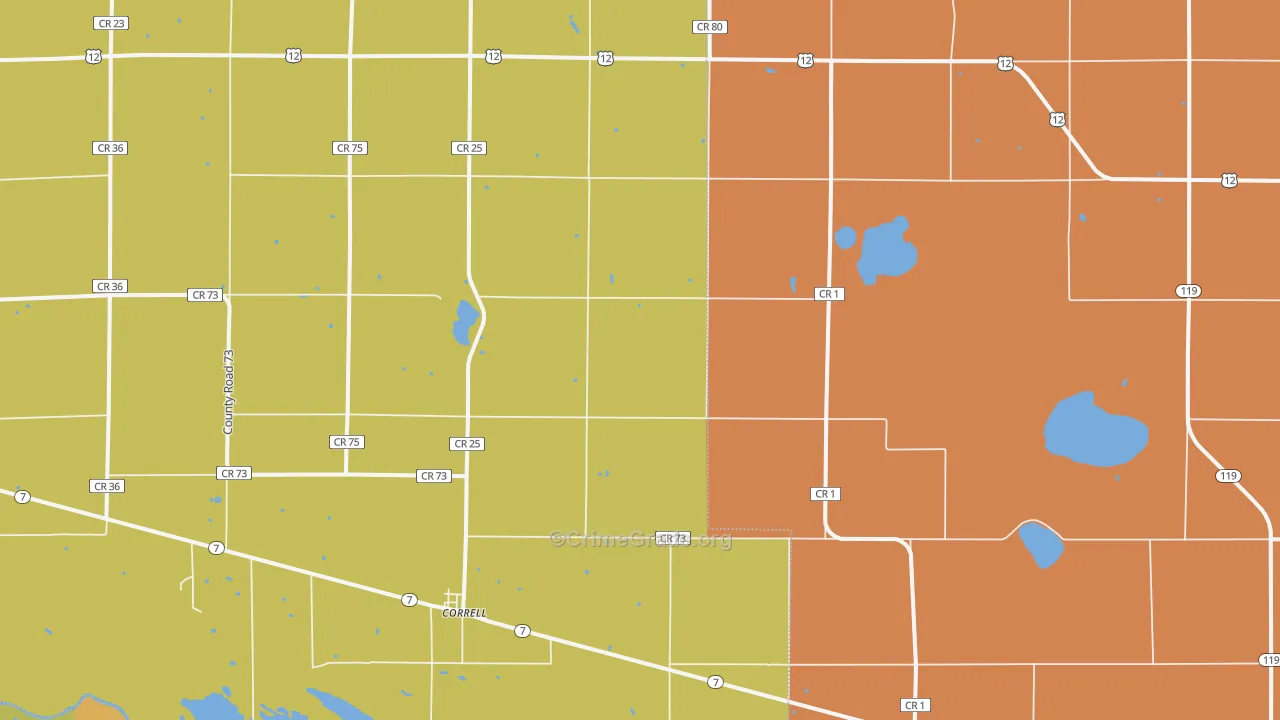 Correll, MN Map of Assault Rates