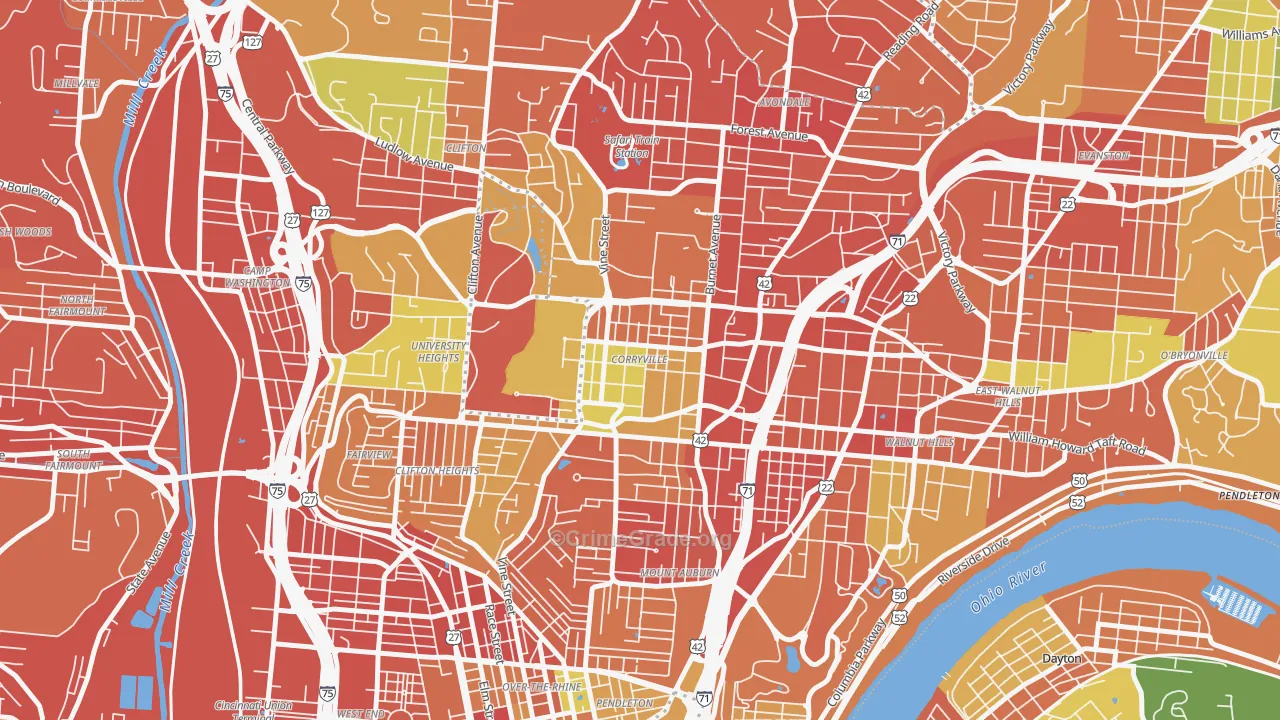Corryville, Cincinnati, OH Map of Assault Rates