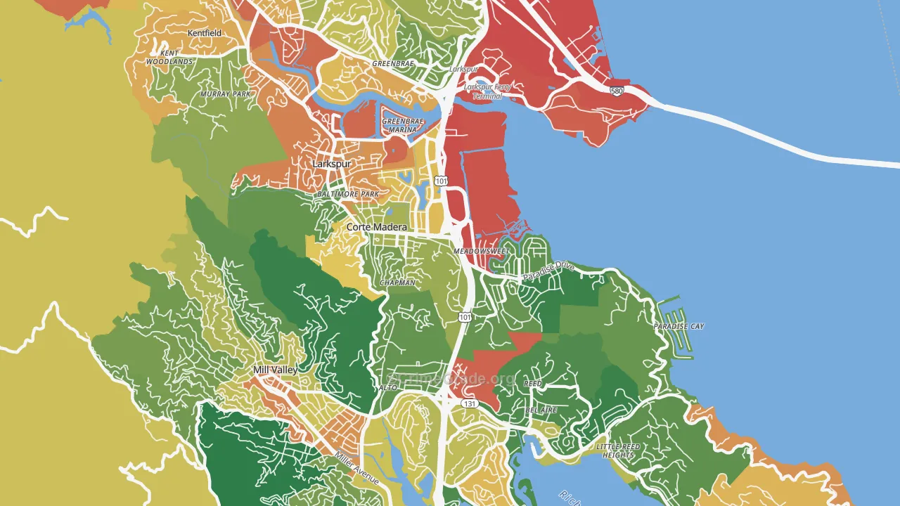 Corte Madera, CA Map of Assault Rates