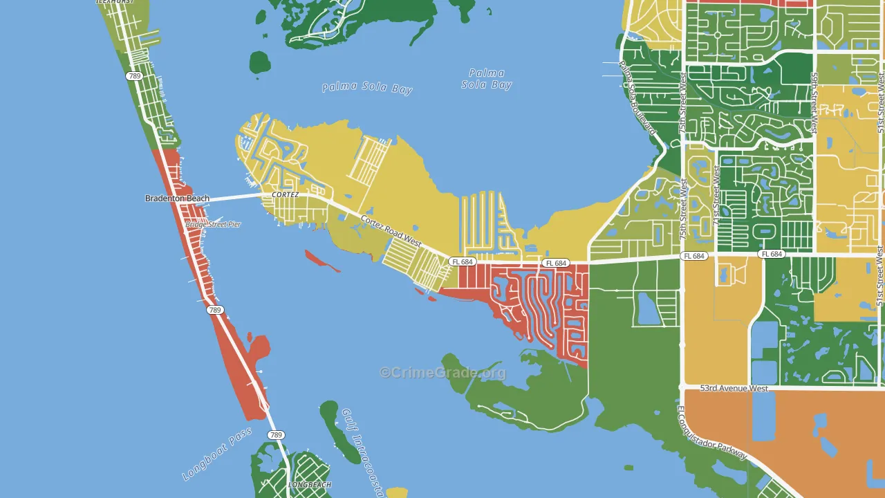 Cortez, Bradenton, FL Map of Assault Rates