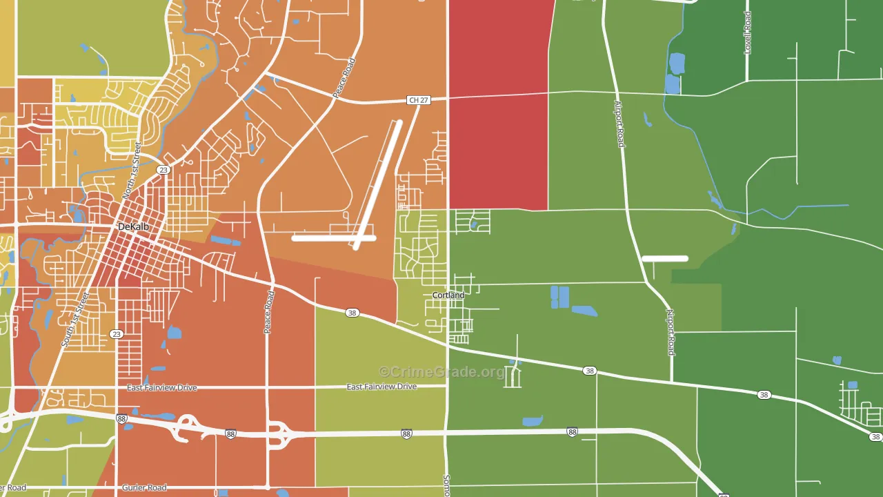 Cortland, IL Map of Assault Rates