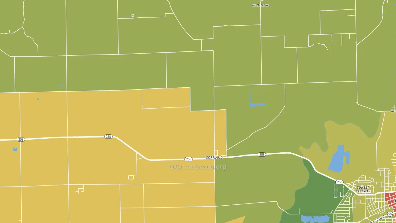 Cortland, IN Map of Assault Rates