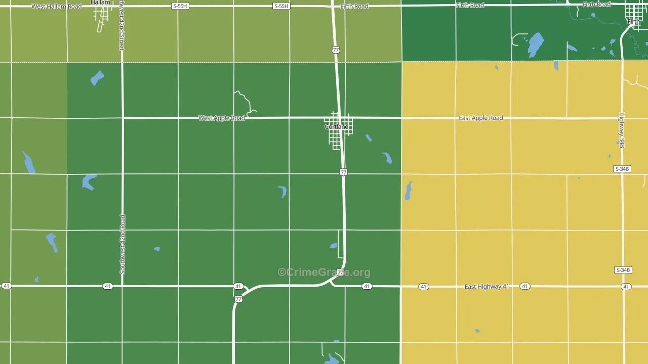 Cortland, NE Map of Assault Rates