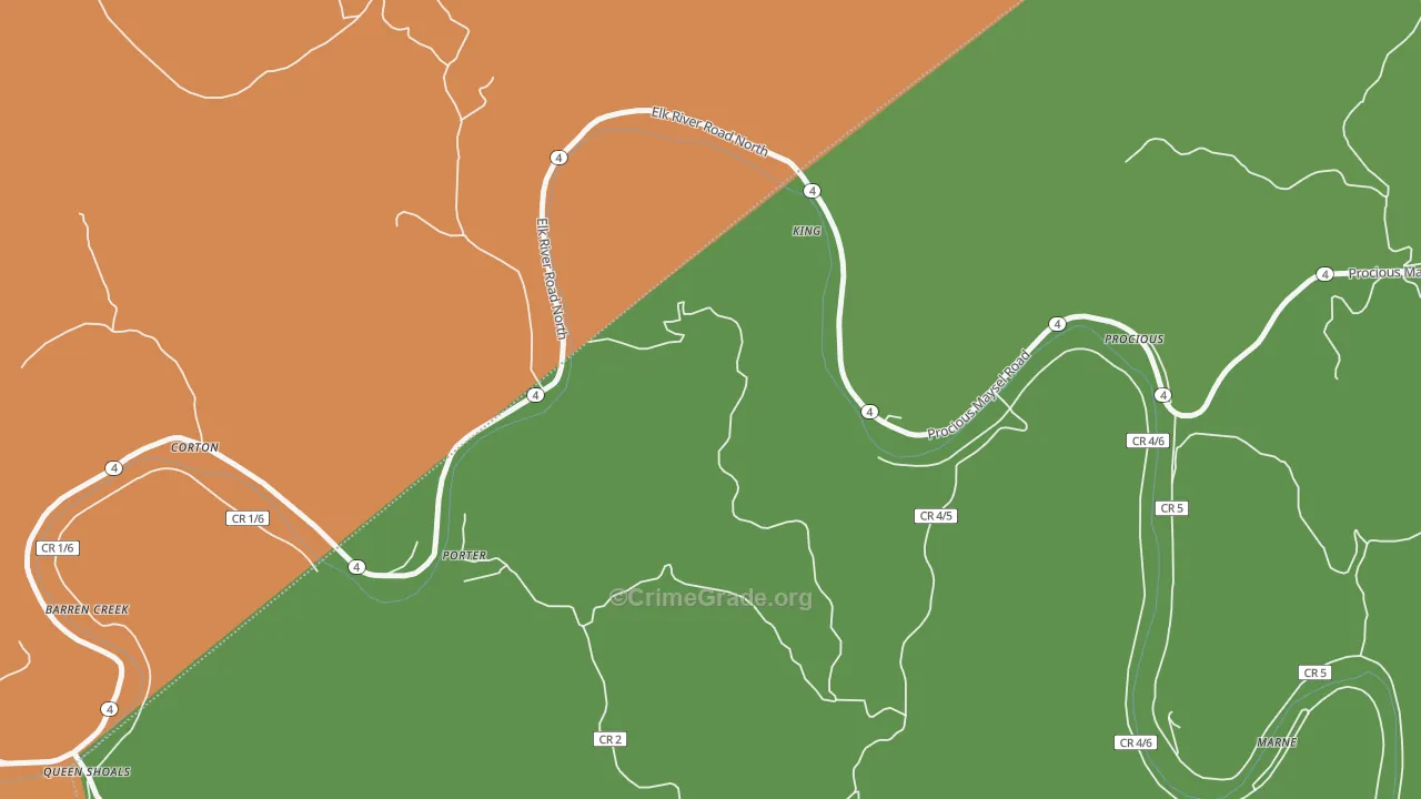 Corton, WV Map of Assault Rates