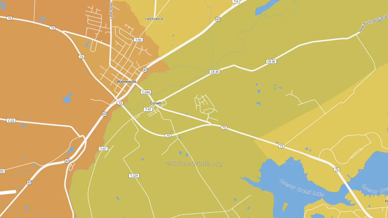 Corwin, OH Map of Assault Rates