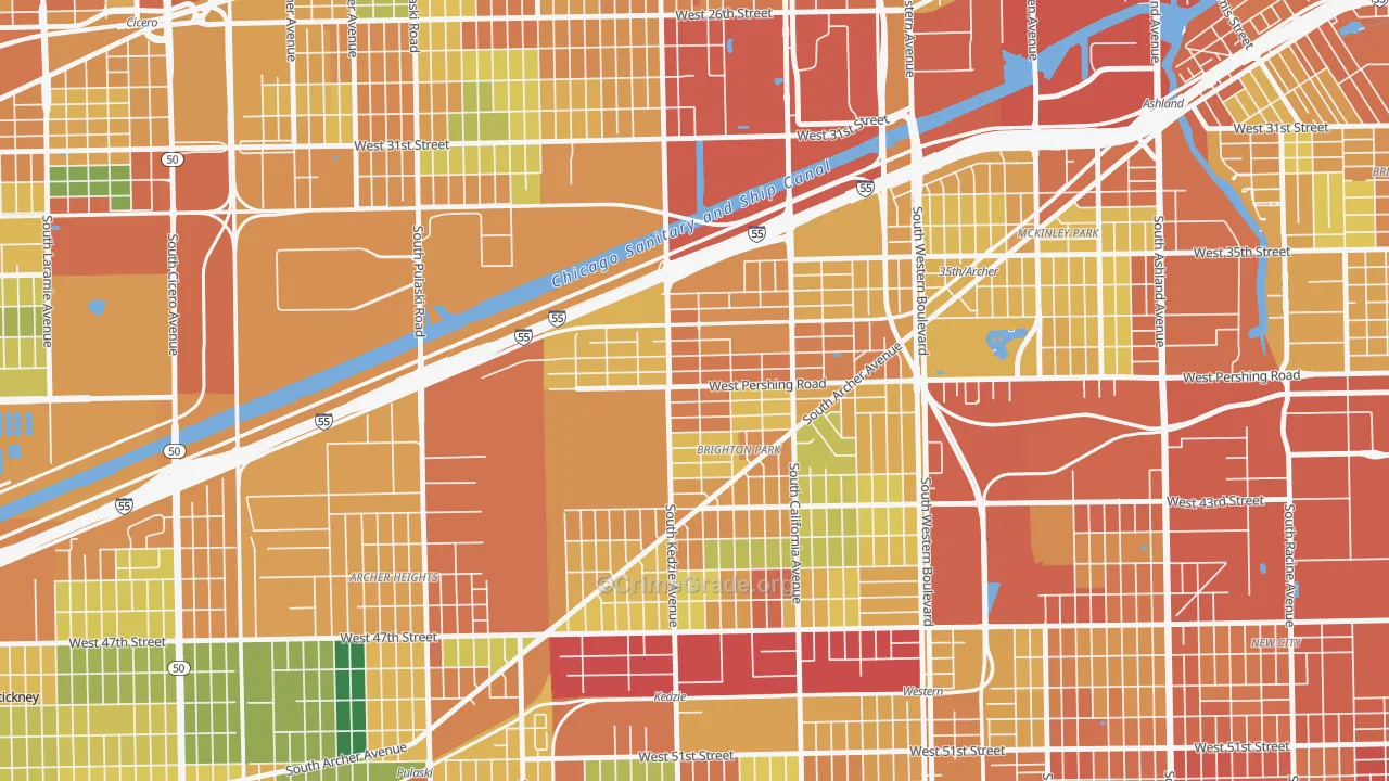 Corwith, Chicago, IL Map of Assault Rates
