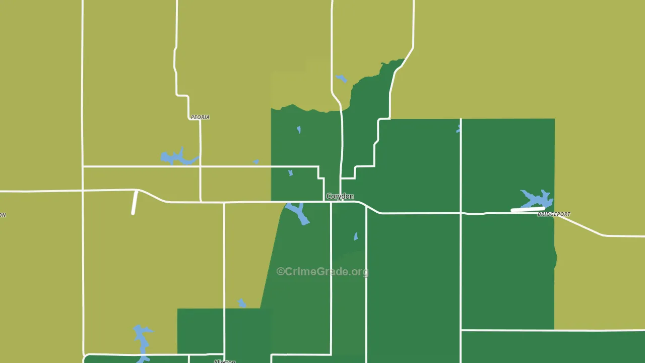 Corydon, IA Map of Assault Rates