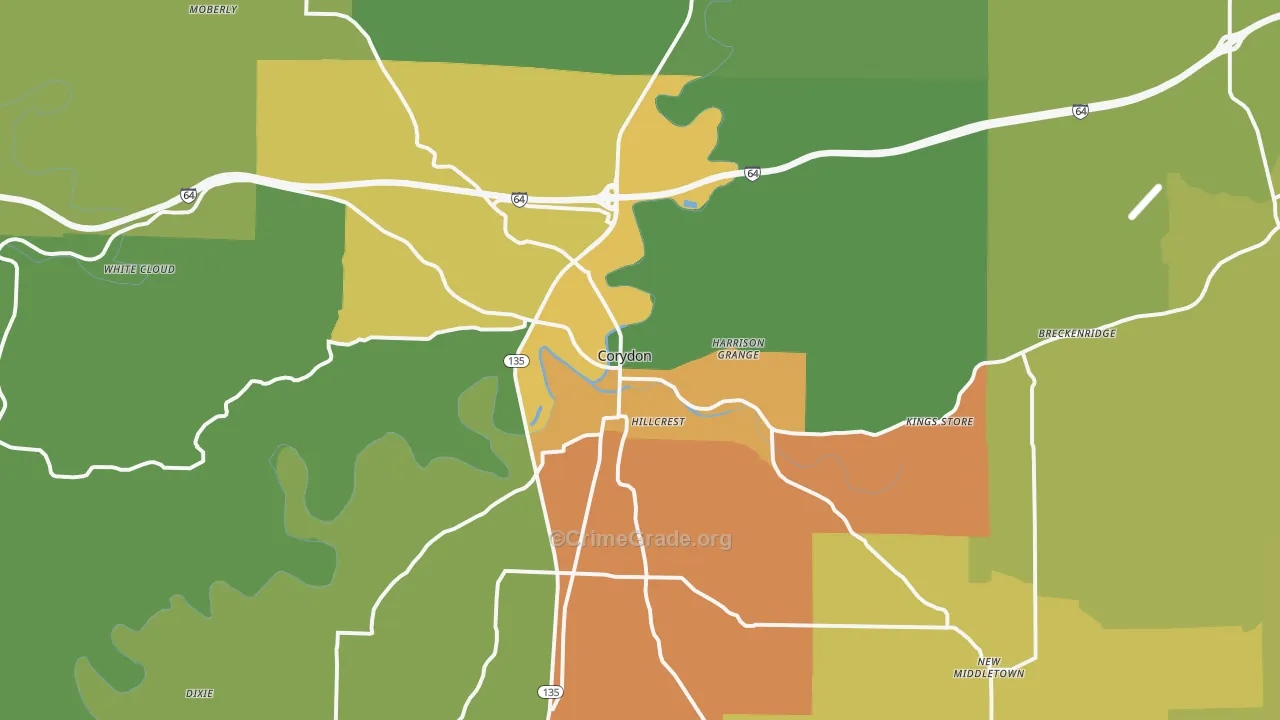 Corydon, IN Map of Assault Rates