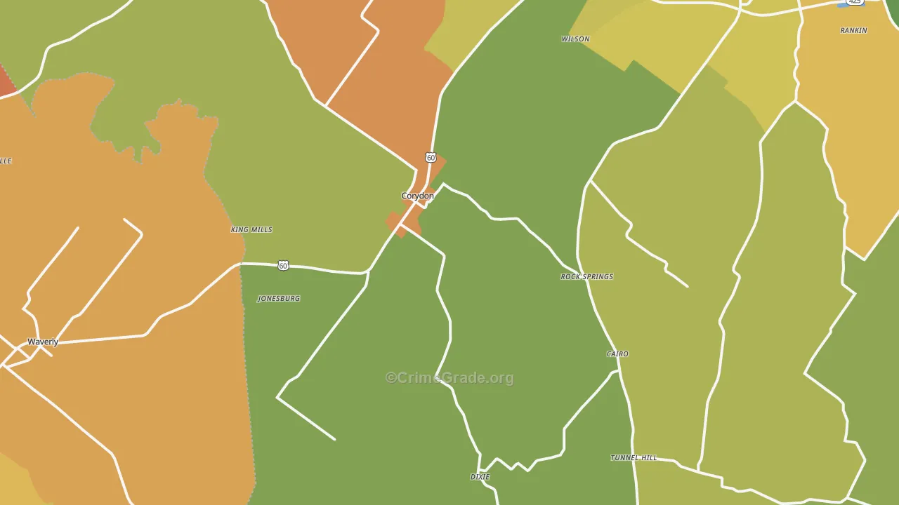 Corydon, KY Map of Assault Rates