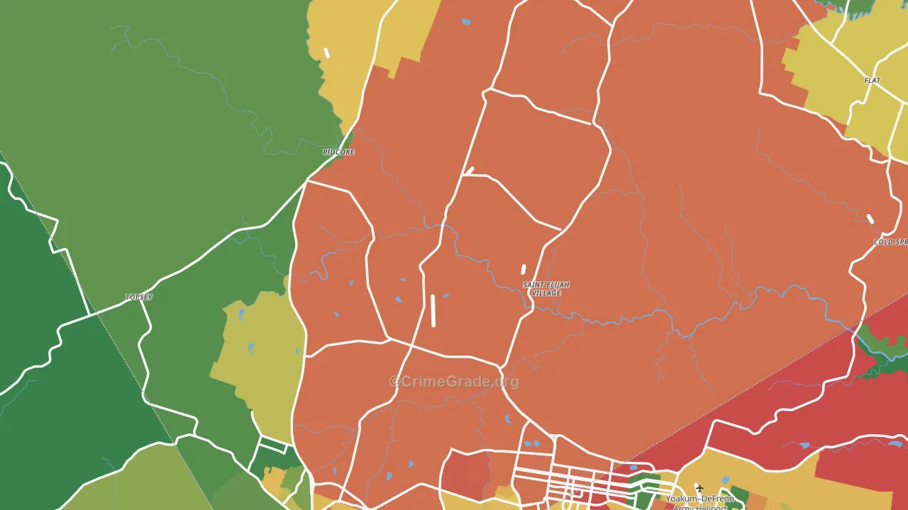 Coryell County, TX Map of Assault Rates