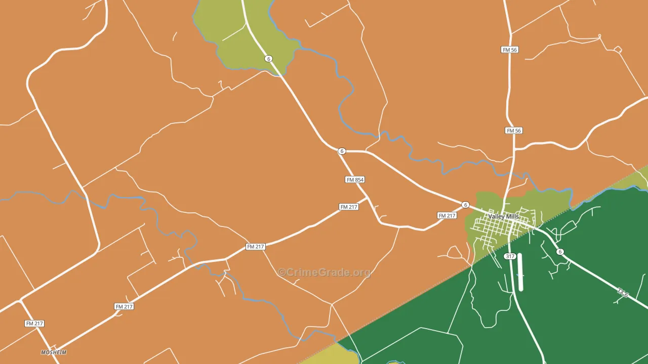 Coryell, TX Map of Assault Rates
