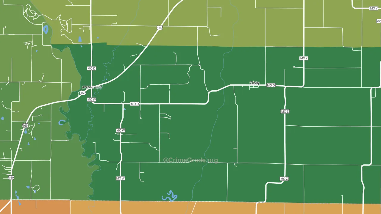 Cosby, MO Map of Assault Rates